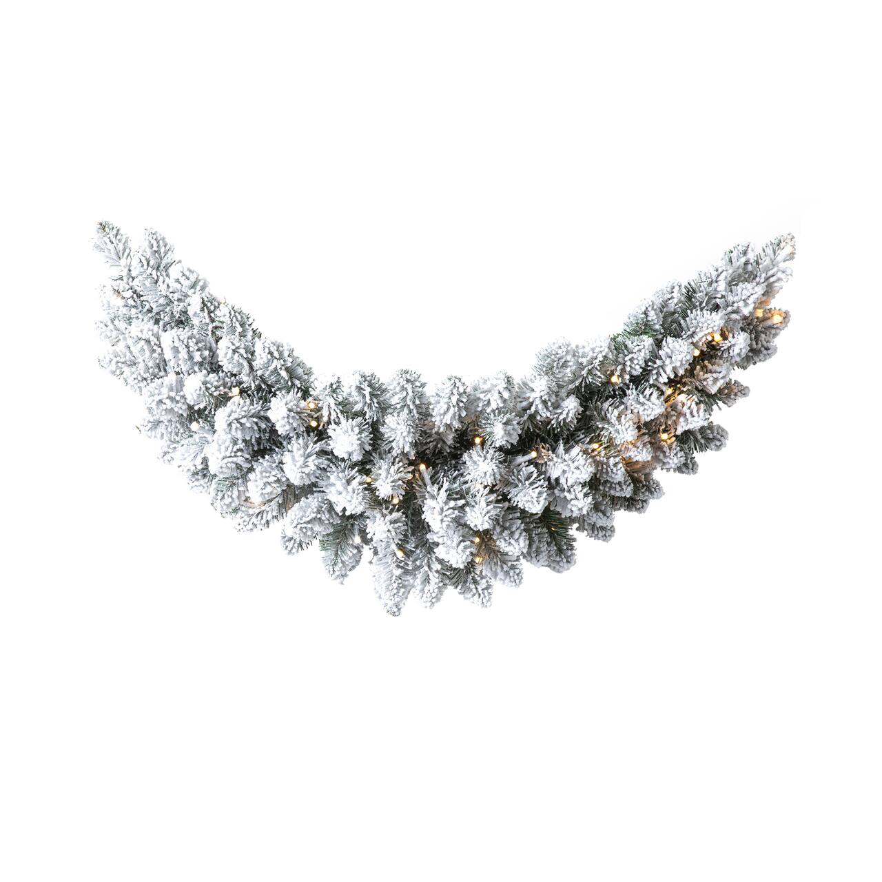 Glitzhome® 36" Pre-Lit Snow Flocked Christmas Swag with LED Lights